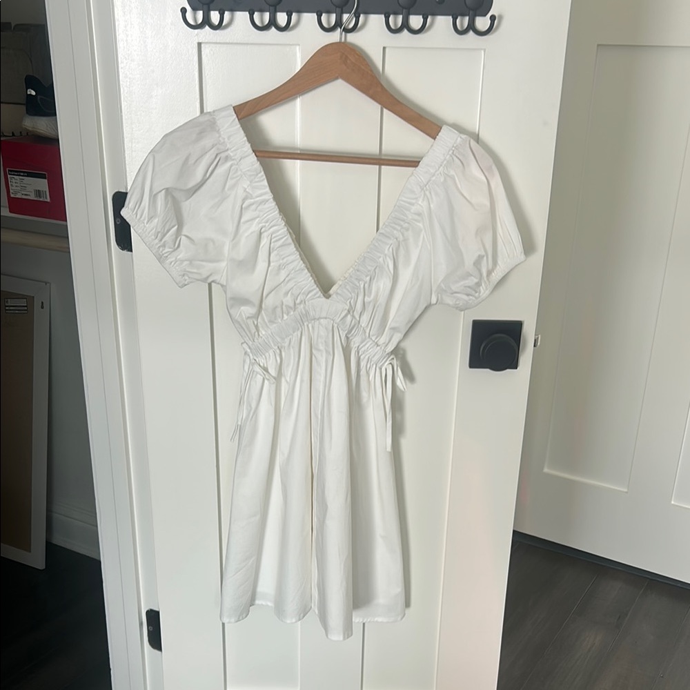 BP White Smocked Puff Sleeve Mini Sundress